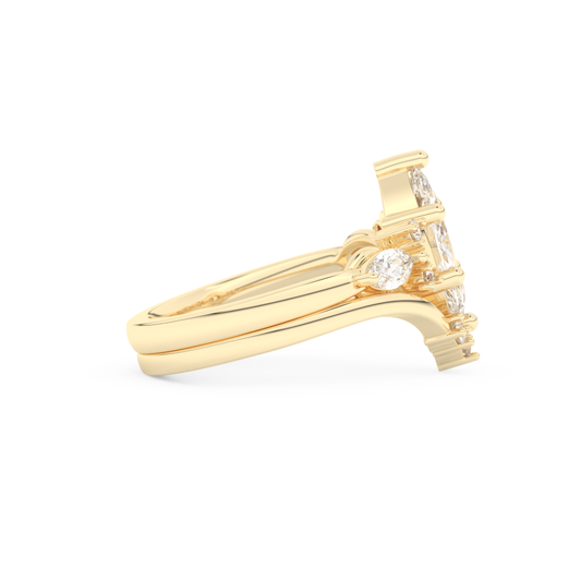 Marquise Cut Moissanite Bridal Set with Solitaire Settings– 1.08 CT Center, 0.32 TCW Accents 8