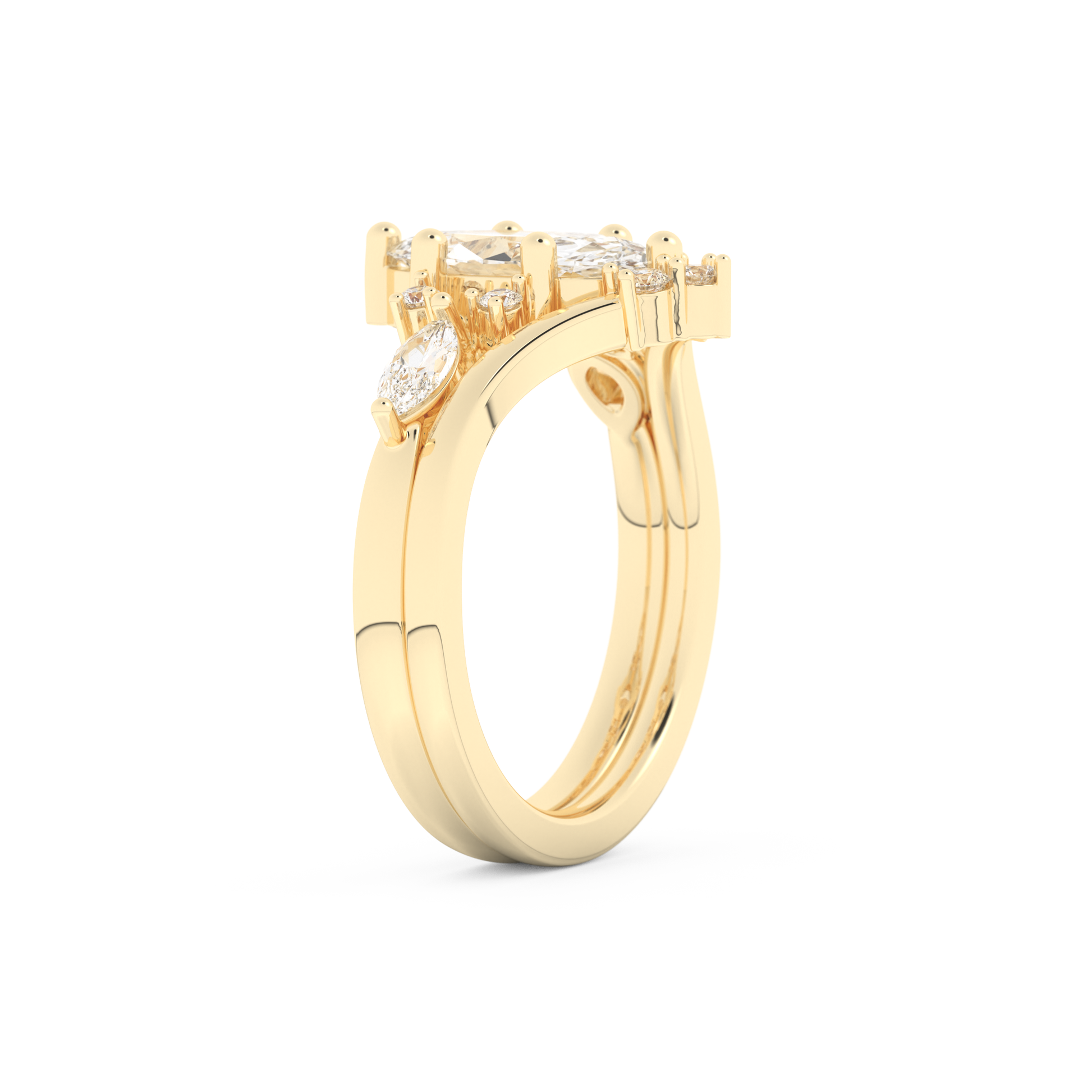 Marquise Cut Moissanite Bridal Set with Solitaire Settings– 1.08 CT Center, 0.32 TCW Accents 10