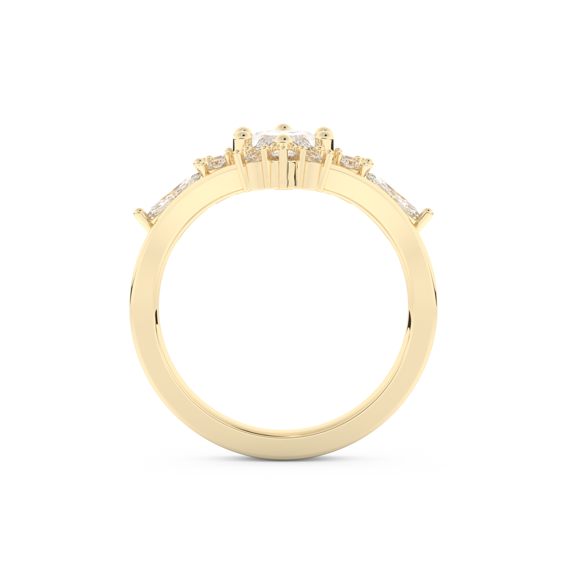 Marquise Cut Moissanite Bridal Set with Solitaire Settings– 1.08 CT Center, 0.32 TCW Accents 11