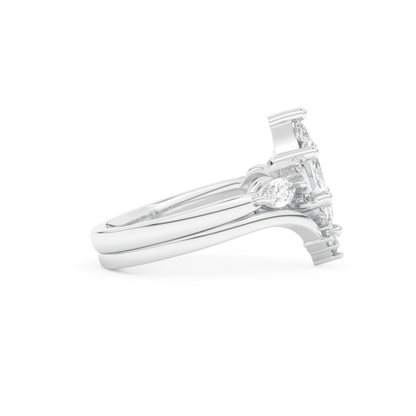 Marquise Cut Moissanite Bridal Set with Solitaire Settings– 1.08 CT Center, 0.32 TCW Accents 3