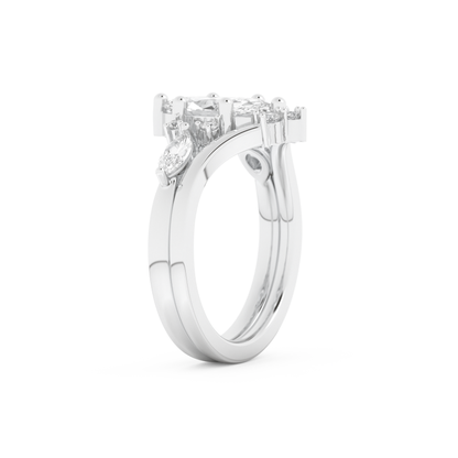 Marquise Cut Moissanite Bridal Set with Solitaire Settings– 1.08 CT Center, 0.32 TCW Accents 2