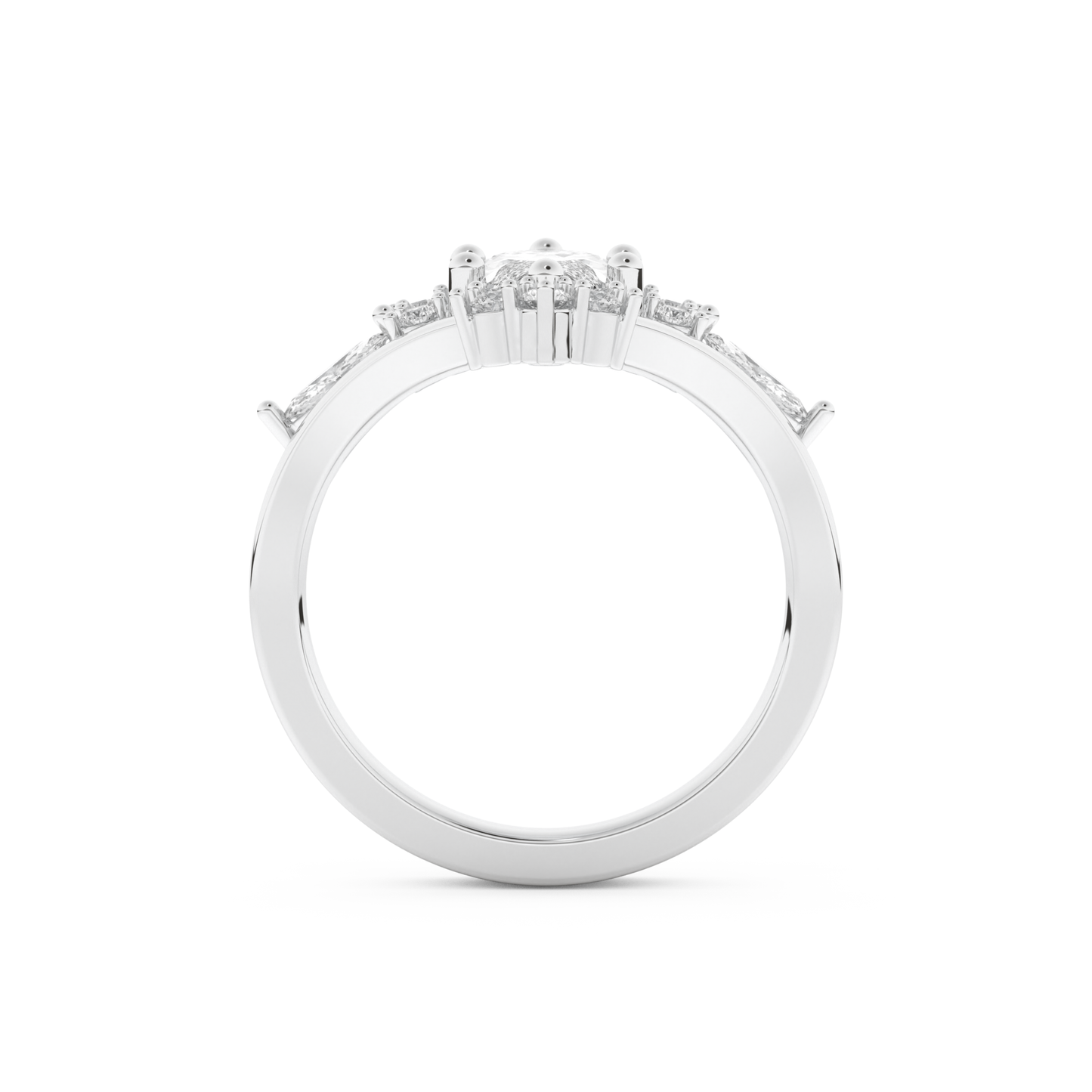 Marquise Cut Moissanite Bridal Set with Solitaire Settings– 1.08 CT Center, 0.32 TCW Accents 6