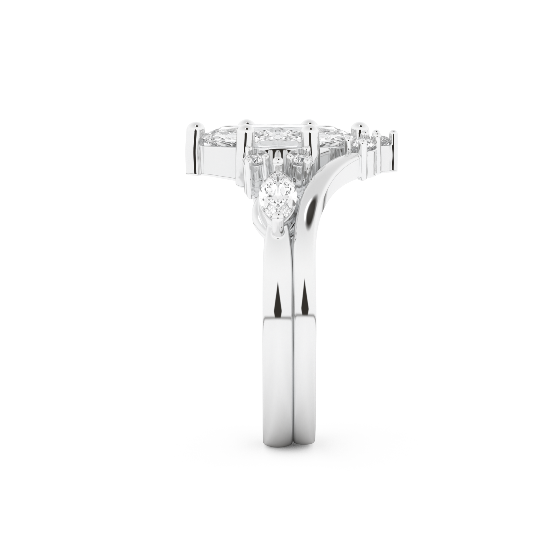 Marquise Cut Moissanite Bridal Set with Solitaire Settings– 1.08 CT Center, 0.32 TCW Accents 5