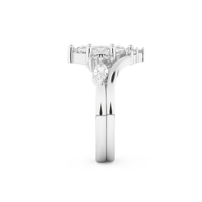 Marquise Cut Moissanite Bridal Set with Solitaire Settings– 1.08 CT Center, 0.32 TCW Accents 5