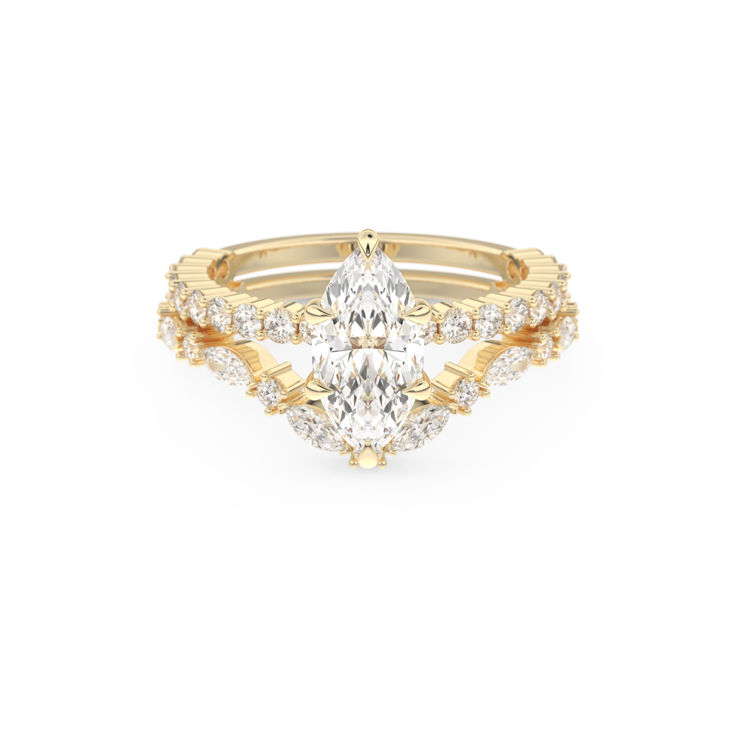 Marquise Cut Moissanite Bridal Set with Pave Settings– 1.08 CT Center, 0.85 TCW Accents 7