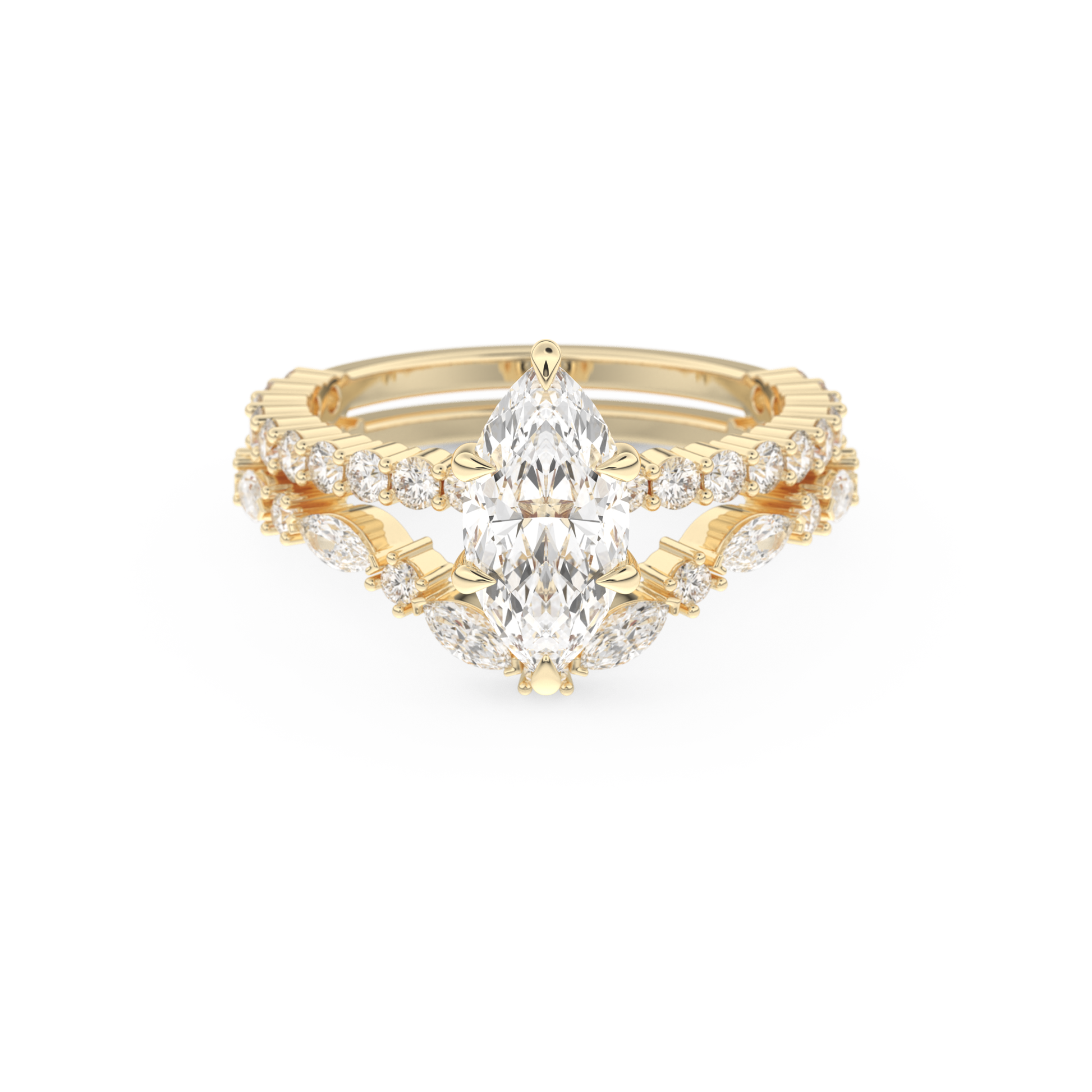 Marquise Cut Moissanite Bridal Set with Pave Settings– 1.08 CT Center, 0.85 TCW Accents 7