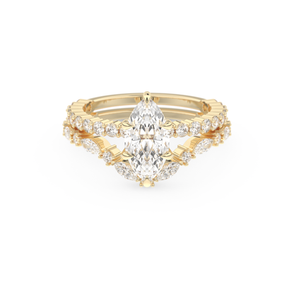 Marquise Cut Moissanite Bridal Set with Pave Settings– 1.08 CT Center, 0.85 TCW Accents 7