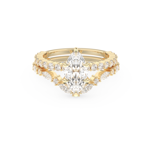 Marquise Cut Moissanite Bridal Set with Pave Settings– 1.08 CT Center, 0.85 TCW Accents 7