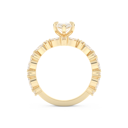 Marquise Cut Moissanite Bridal Set with Pave Settings– 1.08 CT Center, 0.85 TCW Accents 11