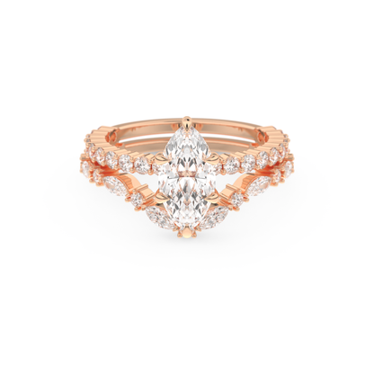 Marquise Cut Moissanite Bridal Set with Pave Settings– 1.08 CT Center, 0.85 TCW Accents 13