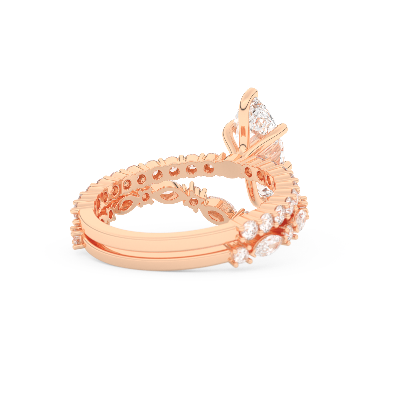 Marquise Cut Moissanite Bridal Set with Pave Settings– 1.08 CT Center, 0.85 TCW Accents 15