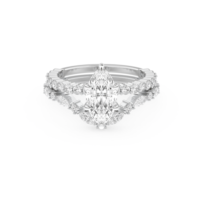 Marquise Cut Moissanite Bridal Set with Pave Settings– 1.08 CT Center, 0.85 TCW Accents 1
