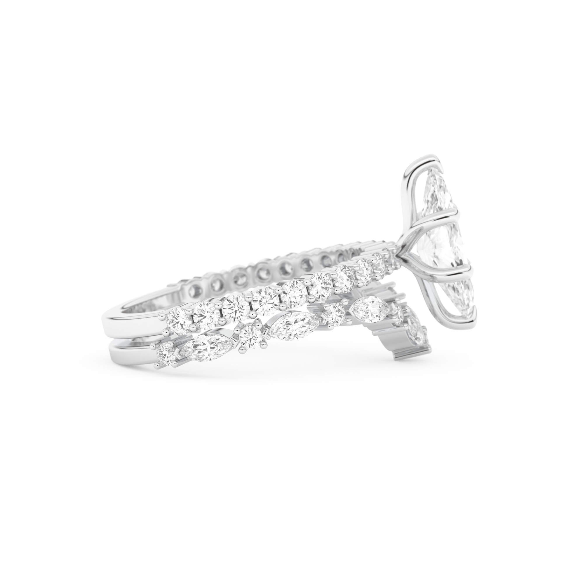 Marquise Cut Moissanite Bridal Set with Pave Settings– 1.08 CT Center, 0.85 TCW Accents 2