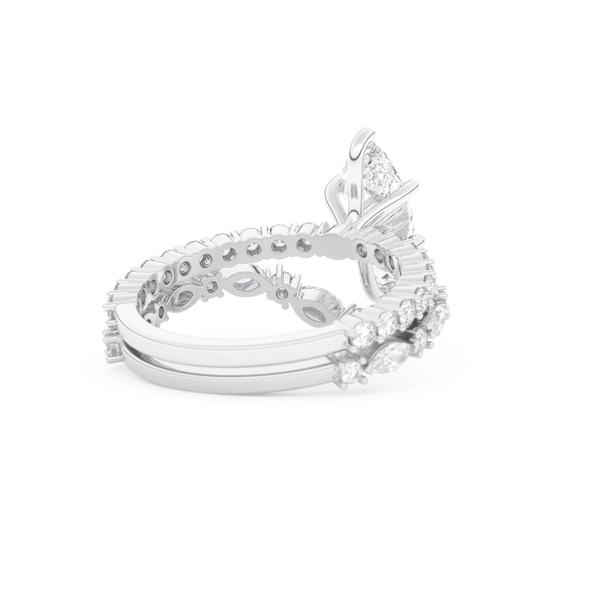 Marquise Cut Moissanite Bridal Set with Pave Settings– 1.08 CT Center, 0.85 TCW Accents 3