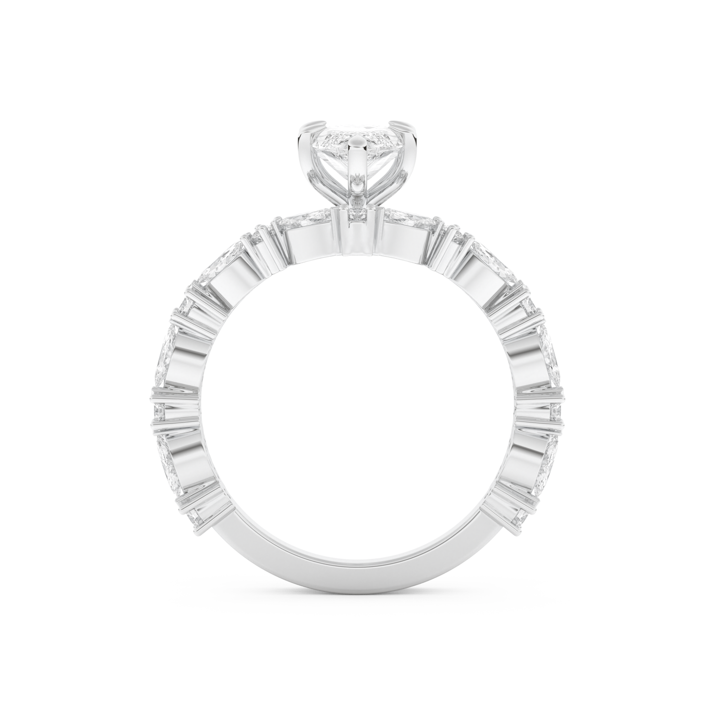 Marquise Cut Moissanite Bridal Set with Pave Settings– 1.08 CT Center, 0.85 TCW Accents 5