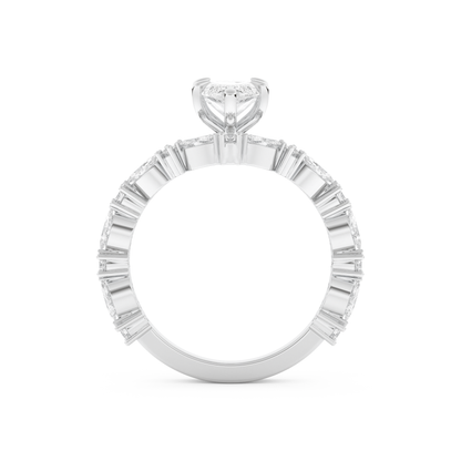 Marquise Cut Moissanite Bridal Set with Pave Settings– 1.08 CT Center, 0.85 TCW Accents 5