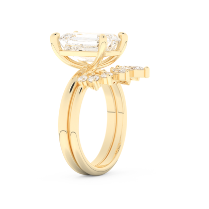 Emerald Cut Moissanite Bridal Set with Solitaire Settings– 3.71 CT Center, 0.41 TCW Accents 10