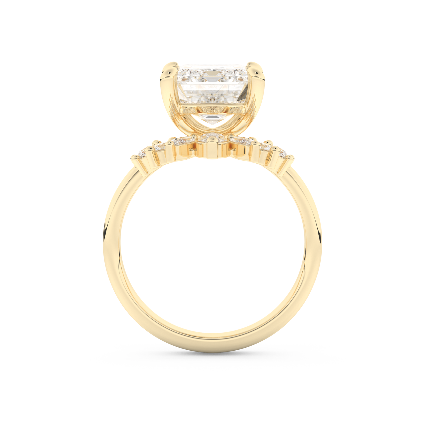 Emerald Cut Moissanite Bridal Set with Solitaire Settings– 3.71 CT Center, 0.41 TCW Accents 11