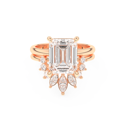 Emerald Cut Moissanite Bridal Set with Solitaire Settings– 3.71 CT Center, 0.41 TCW Accents 13