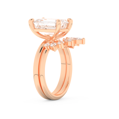 Emerald Cut Moissanite Bridal Set with Solitaire Settings– 3.71 CT Center, 0.41 TCW Accents 16