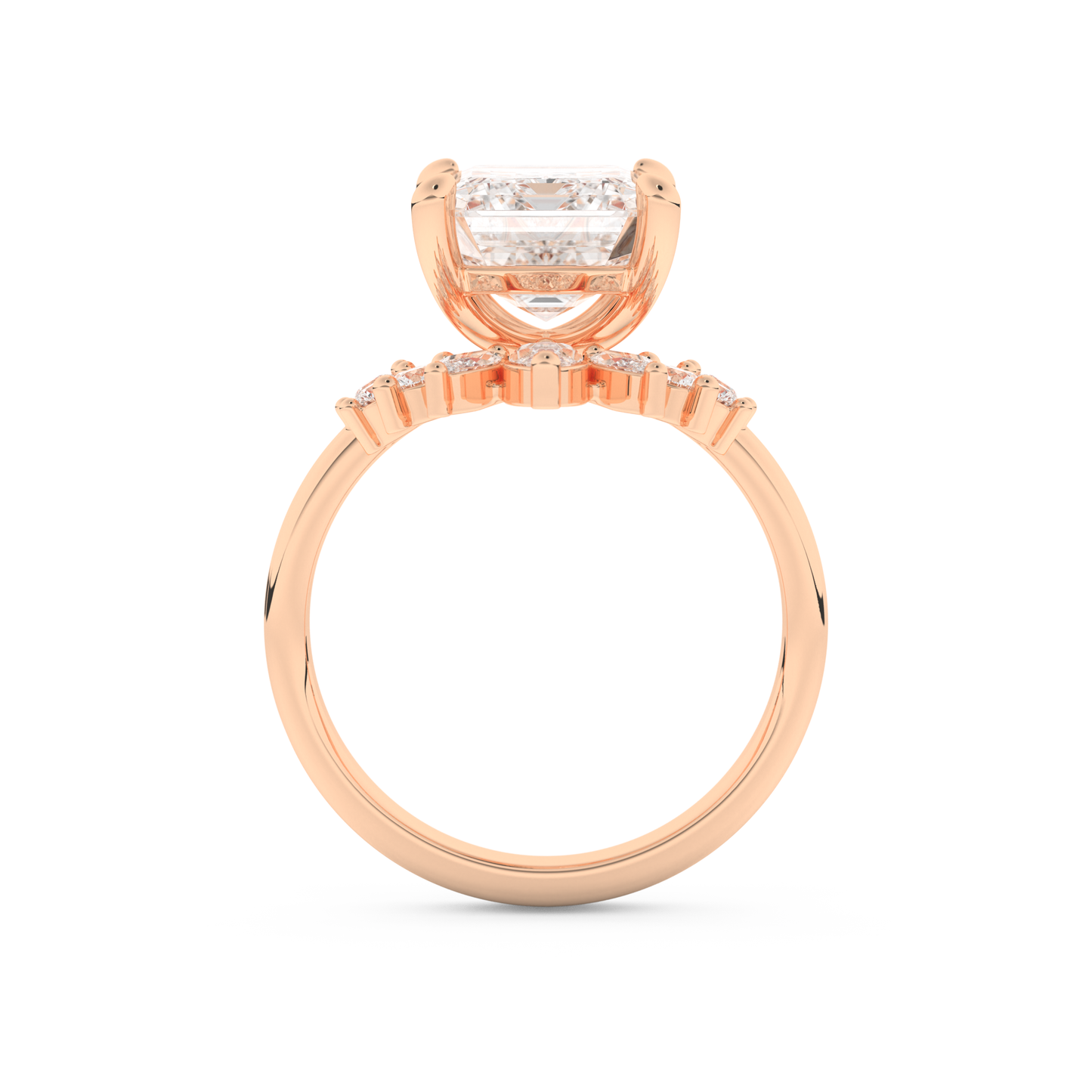 Emerald Cut Moissanite Bridal Set with Solitaire Settings– 3.71 CT Center, 0.41 TCW Accents 17
