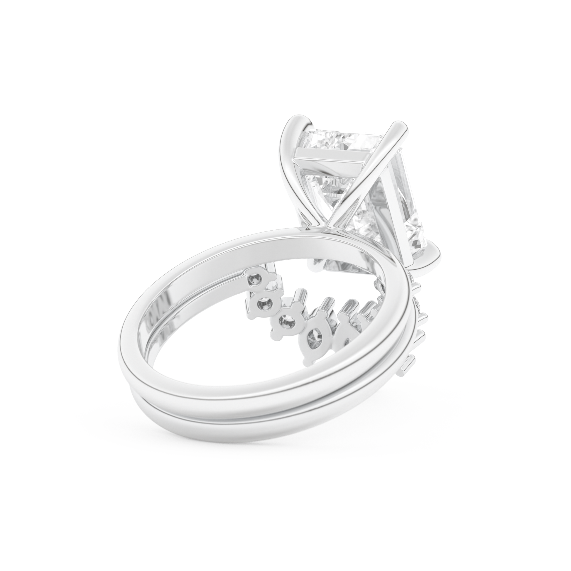 Emerald Cut Moissanite Bridal Set with Solitaire Settings– 3.71 CT Center, 0.41 TCW Accents 3