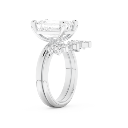 Emerald Cut Moissanite Bridal Set with Solitaire Settings– 3.71 CT Center, 0.41 TCW Accents 6