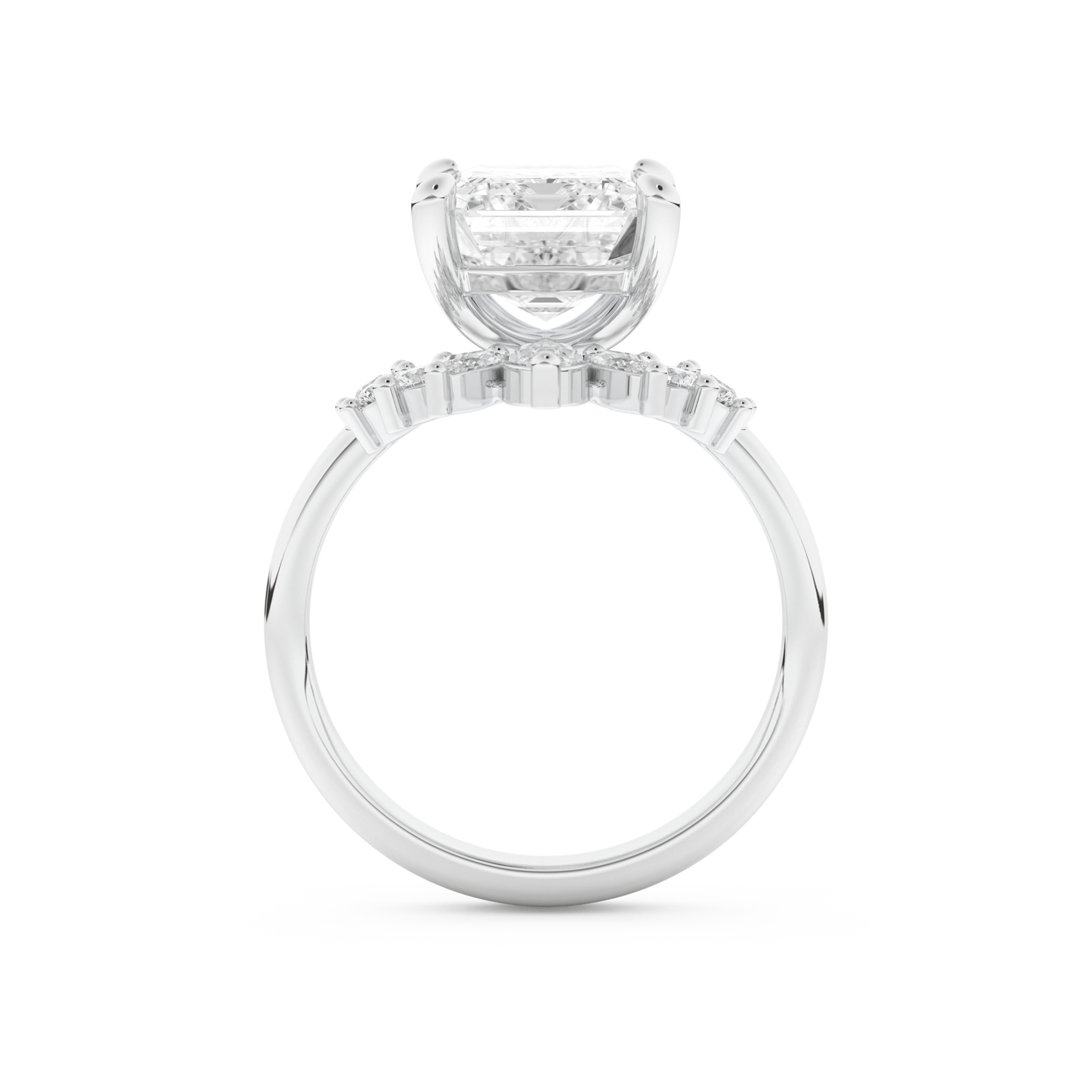 Emerald Cut Moissanite Bridal Set with Solitaire Settings– 3.71 CT Center, 0.41 TCW Accents 5