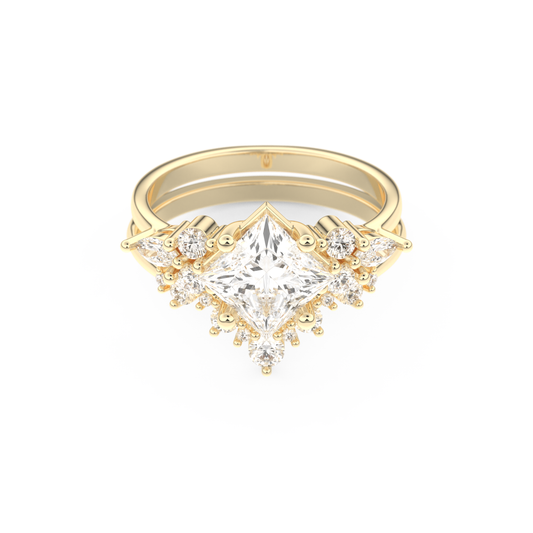 Princess Cut Moissanite Bridal Set with Cluster Settings– 1.72 CT Center, 0.47 TCW Accents 7
