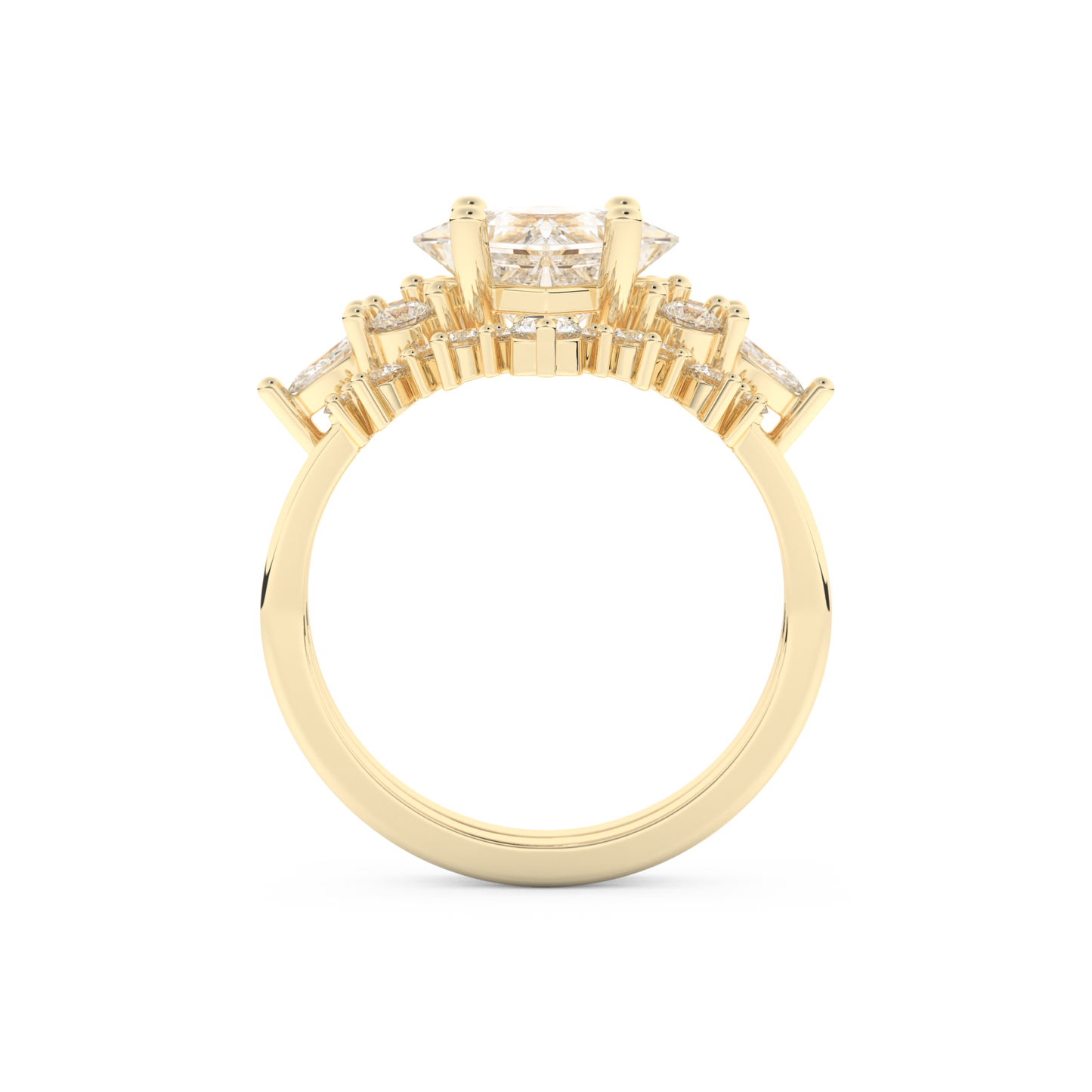 Princess Cut Moissanite Bridal Set with Cluster Settings– 1.72 CT Center, 0.47 TCW Accents 11