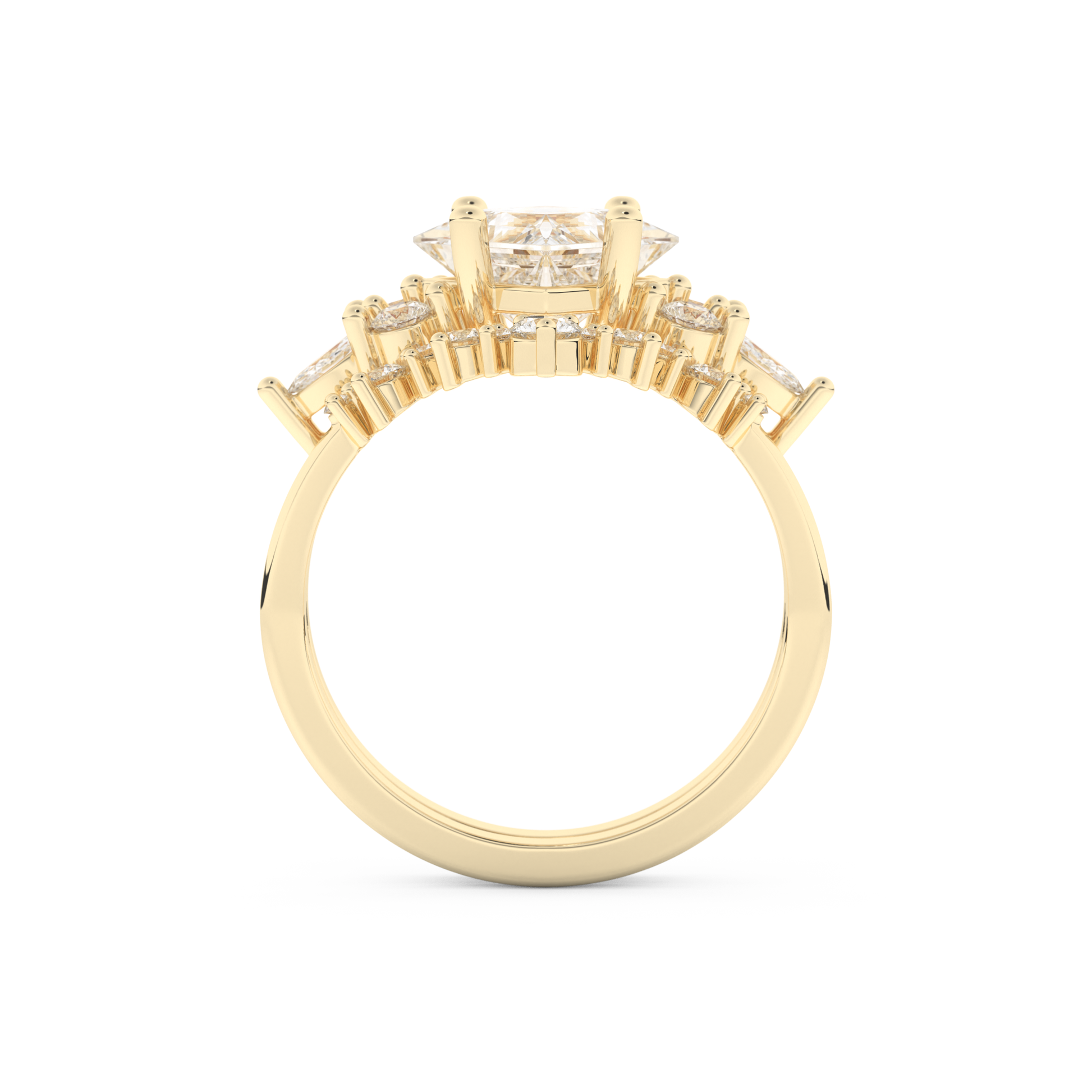 Princess Cut Moissanite Bridal Set with Cluster Settings– 1.72 CT Center, 0.47 TCW Accents 11
