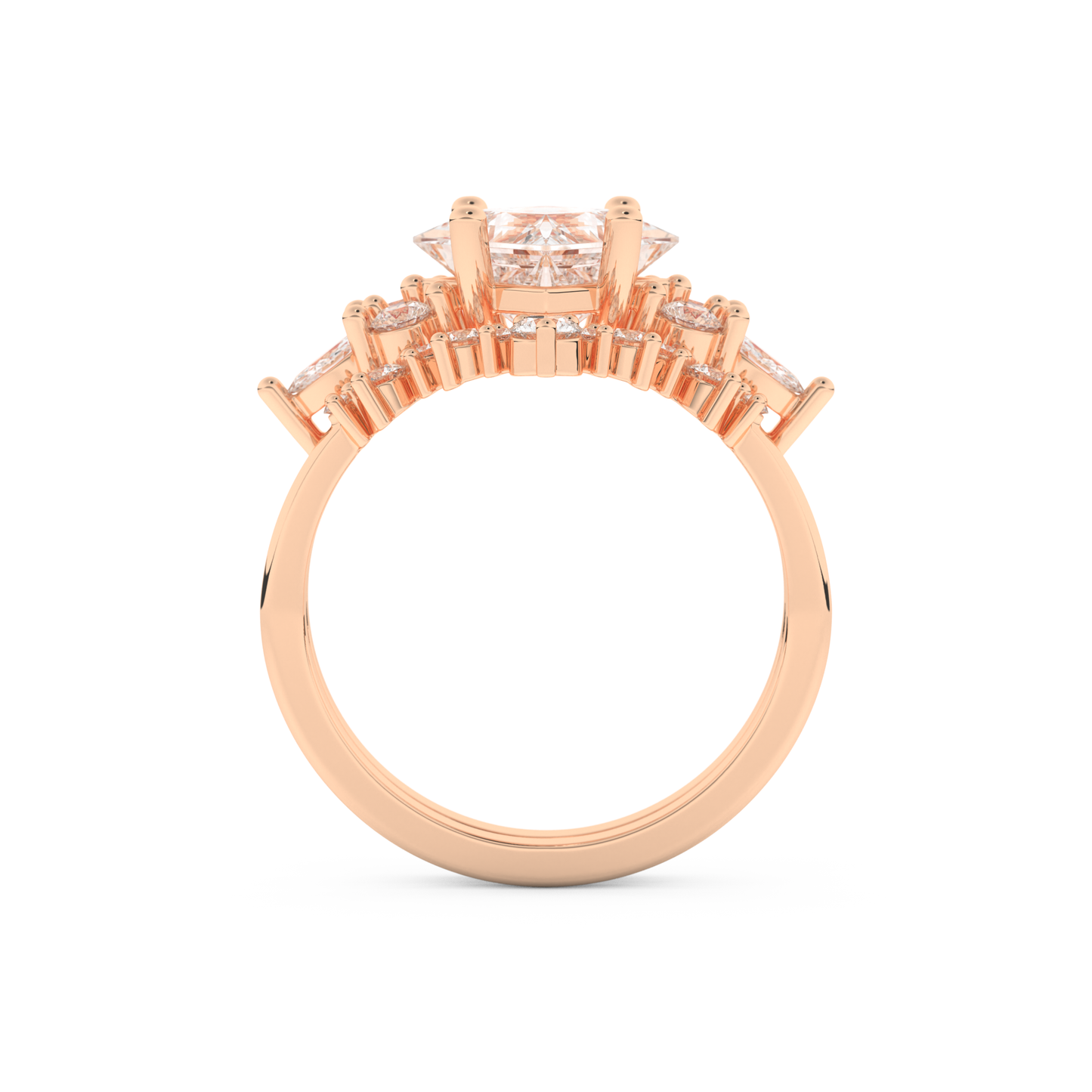 Princess Cut Moissanite Bridal Set with Cluster Settings– 1.72 CT Center, 0.47 TCW Accents 17