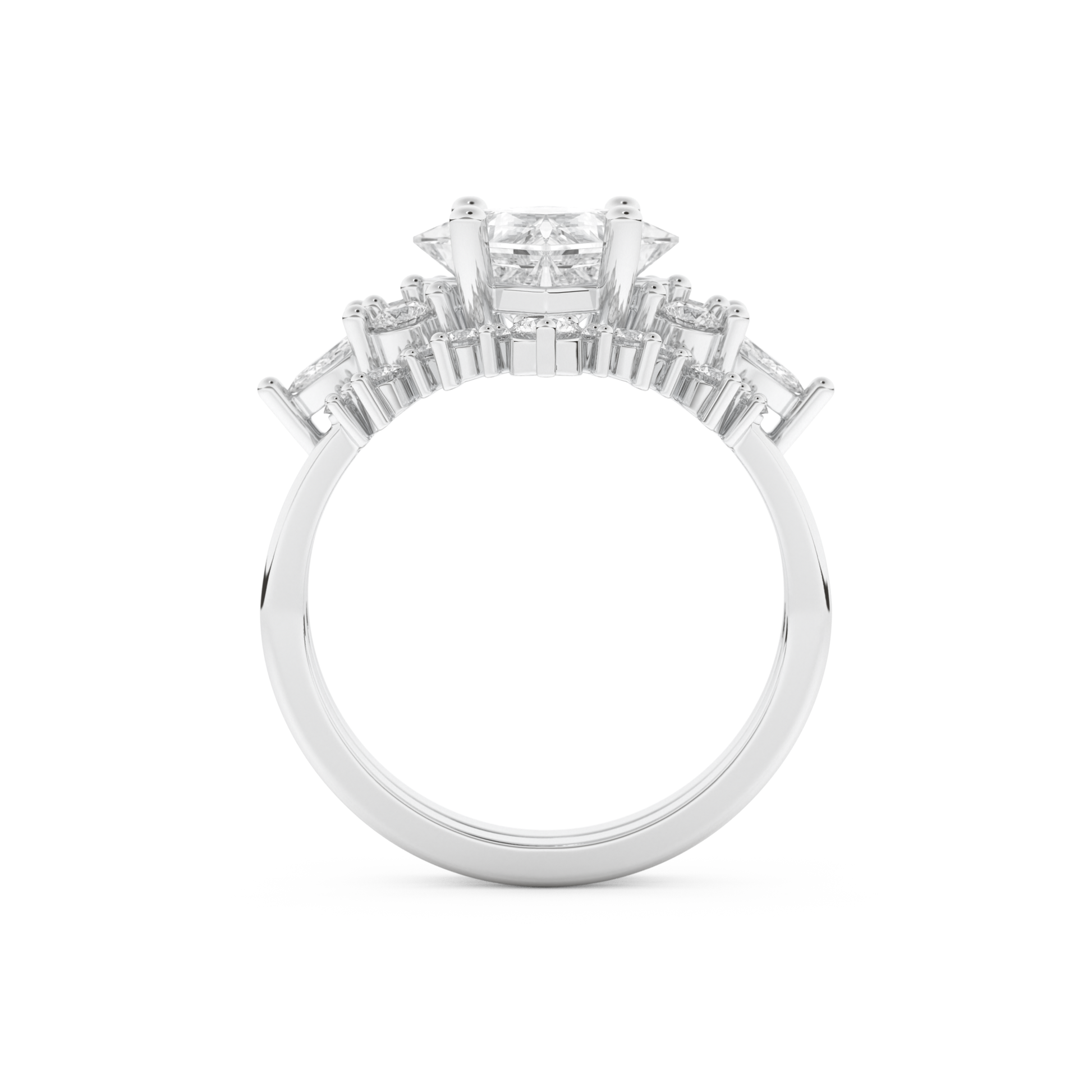 Princess Cut Moissanite Bridal Set with Cluster Settings– 1.72 CT Center, 0.47 TCW Accents 6
