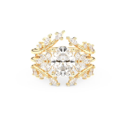 Oval Cut Moissanite Bridal Set with Cluster Settings– 1.67 CT Center, 0.45 TCW Accents 7
