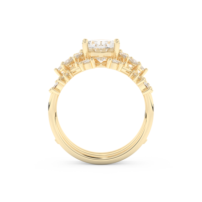Oval Cut Moissanite Bridal Set with Cluster Settings– 1.67 CT Center, 0.45 TCW Accents 11