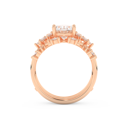 Oval Cut Moissanite Bridal Set with Cluster Settings– 1.67 CT Center, 0.45 TCW Accents 17