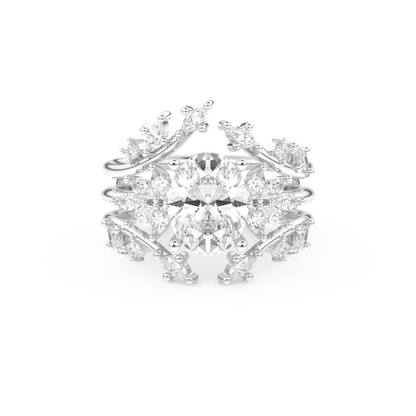 Oval Cut Moissanite Bridal Set with Cluster Settings– 1.67 CT Center, 0.45 TCW Accents 1