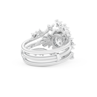 Oval Cut Moissanite Bridal Set with Cluster Settings– 1.67 CT Center, 0.45 TCW Accents 4