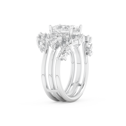 Oval Cut Moissanite Bridal Set with Cluster Settings– 1.67 CT Center, 0.45 TCW Accents 2
