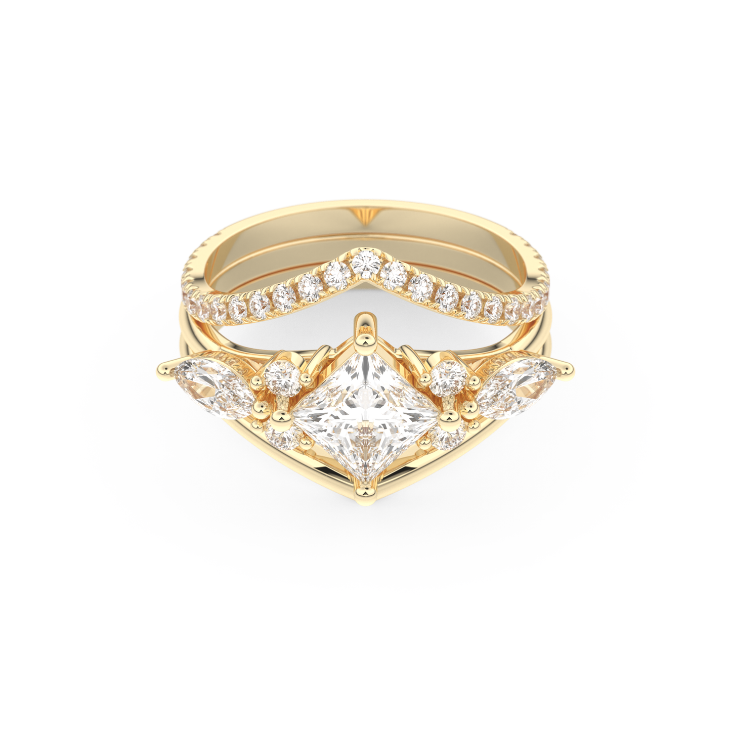 Princess Cut Moissanite Bridal Set with Cluster Settings  – 1.04 CT Center, 0.75 TCW Accents 7