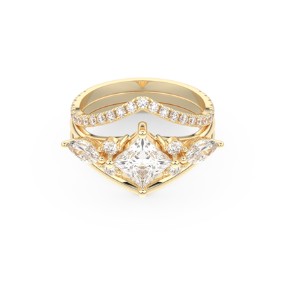 Princess Cut Moissanite Bridal Set with Cluster Settings  – 1.04 CT Center, 0.75 TCW Accents 7