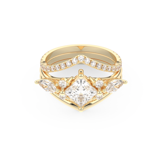Princess Cut Moissanite Bridal Set with Cluster Settings  – 1.04 CT Center, 0.75 TCW Accents 7
