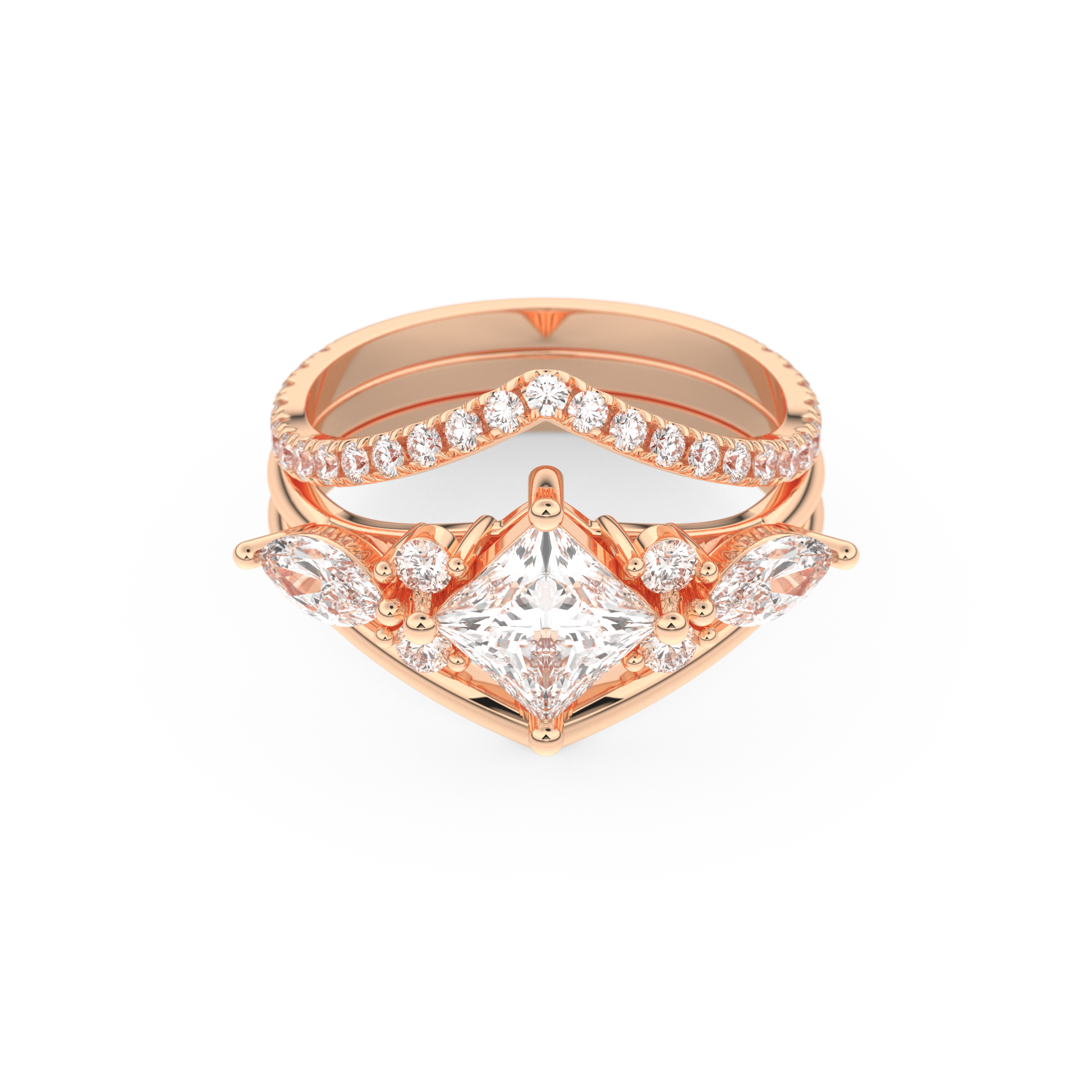 Princess Cut Moissanite Bridal Set with Cluster Settings  – 1.04 CT Center, 0.75 TCW Accents 13