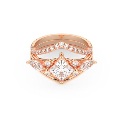 Princess Cut Moissanite Bridal Set with Cluster Settings  – 1.04 CT Center, 0.75 TCW Accents 13