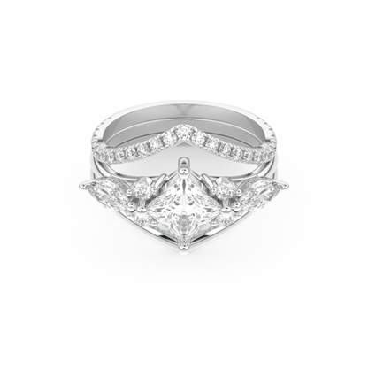 Princess Cut Moissanite Bridal Set with Cluster Settings  – 1.04 CT Center, 0.75 TCW Accents 1