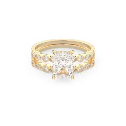 Radiant Cut Moissanite Bridal Set with Pave Settings– 1.56 CT Center, 0.53 TCW Accents 7