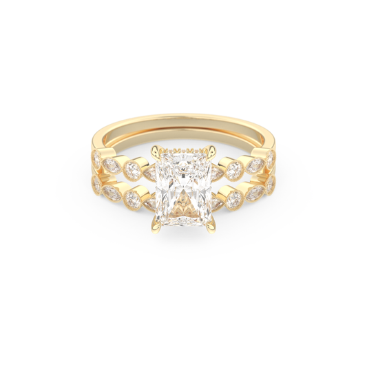 Radiant Cut Moissanite Bridal Set with Pave Settings– 1.56 CT Center, 0.53 TCW Accents 7