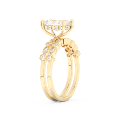 Radiant Cut Moissanite Bridal Set with Pave Settings– 1.56 CT Center, 0.53 TCW Accents 10