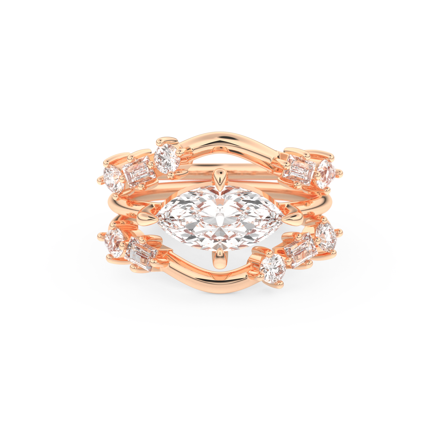 Marquise Cut Moissanite Bridal Set – 1.08 CT Center, 0.75 TCW Accents 13