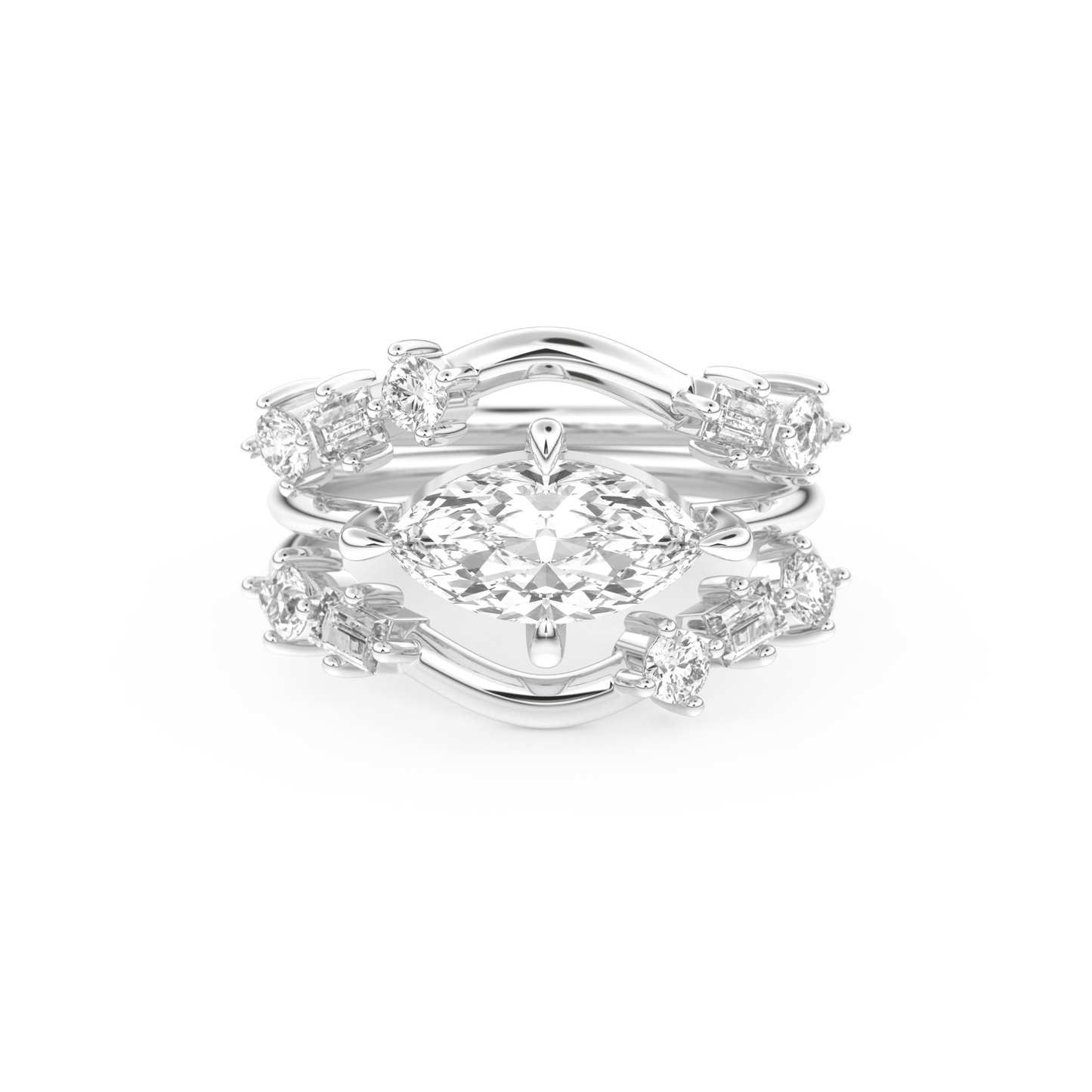 Marquise Cut Moissanite Bridal Set – 1.08 CT Center, 0.75 TCW Accents 1